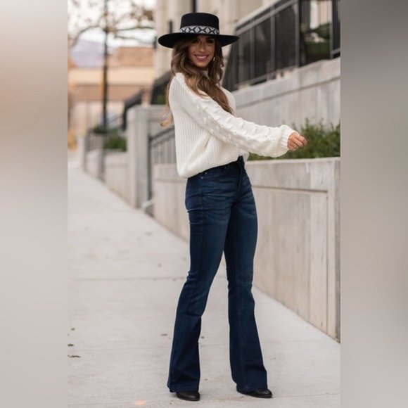 New Kan Can Dark Wash Flare Leg Jeans - Picture 9 of 9